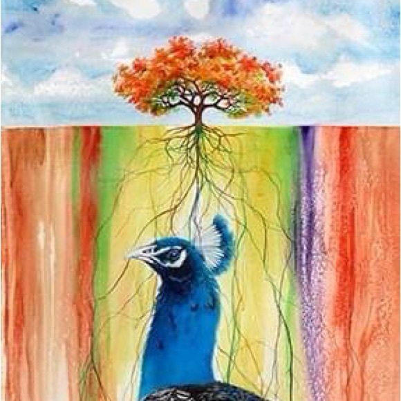 Colorful Peacock Rooted Ground w/Butterfly
Giclee Print by Anthony Burks Sr - Picture 2 of 4